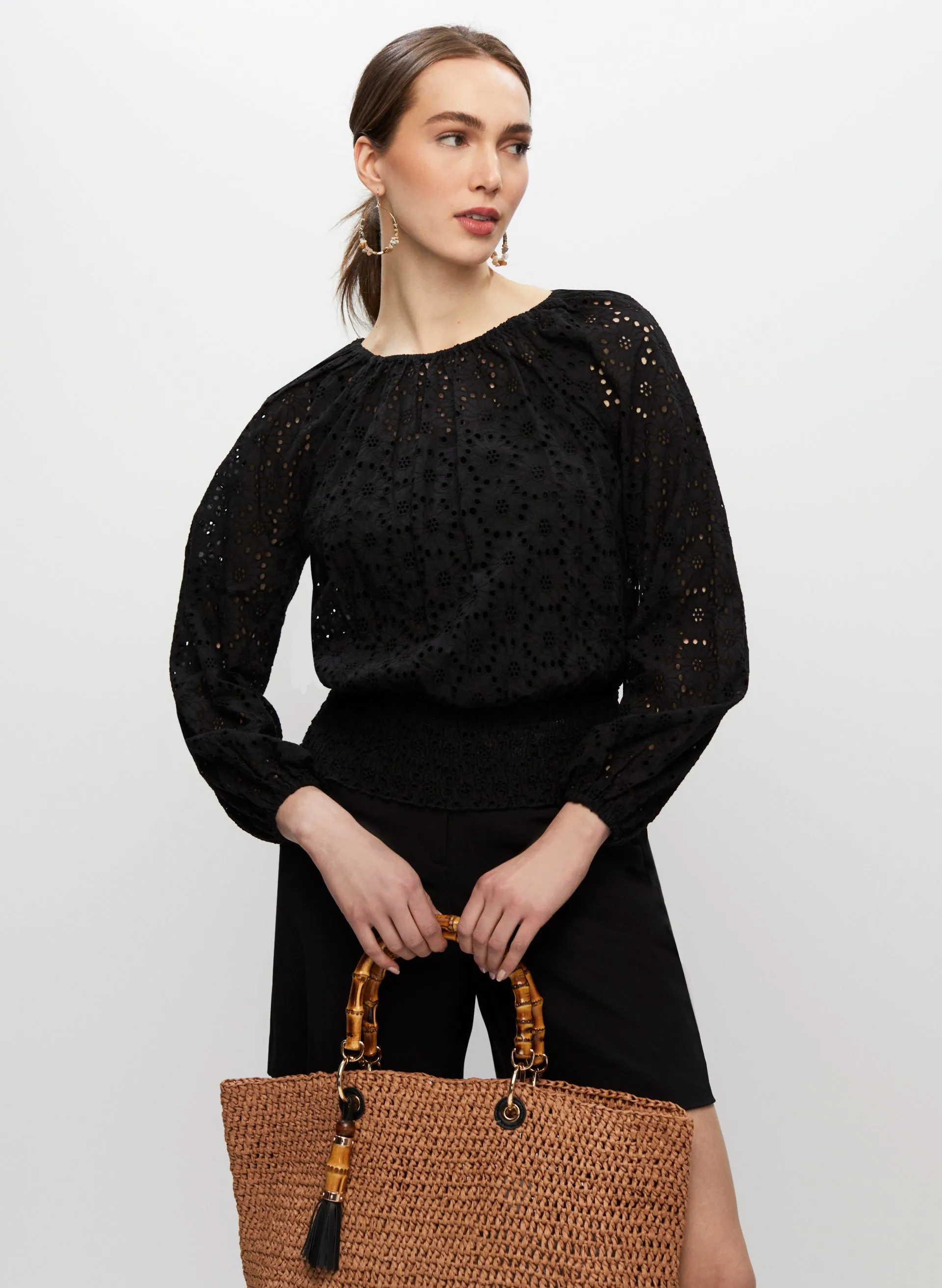 Eyelet Detail Long Sleeve Blouse sold by Melanie Lyne