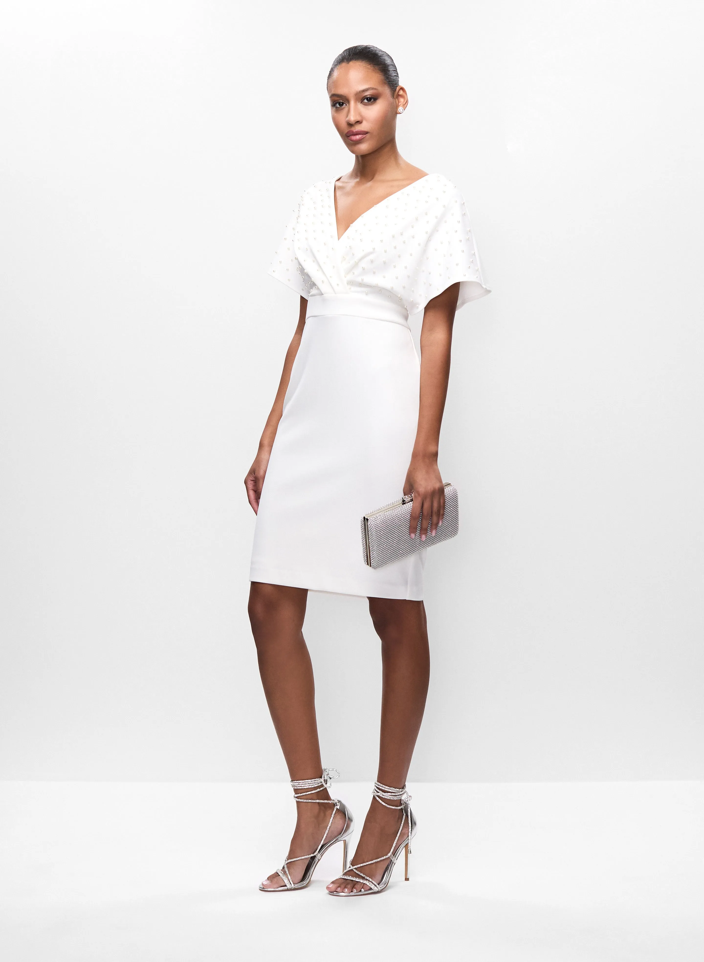 Joseph Ribkoff - Wrap-Style Pearl Detail Dress sold by Melanie Lyne product image thumbnail 3