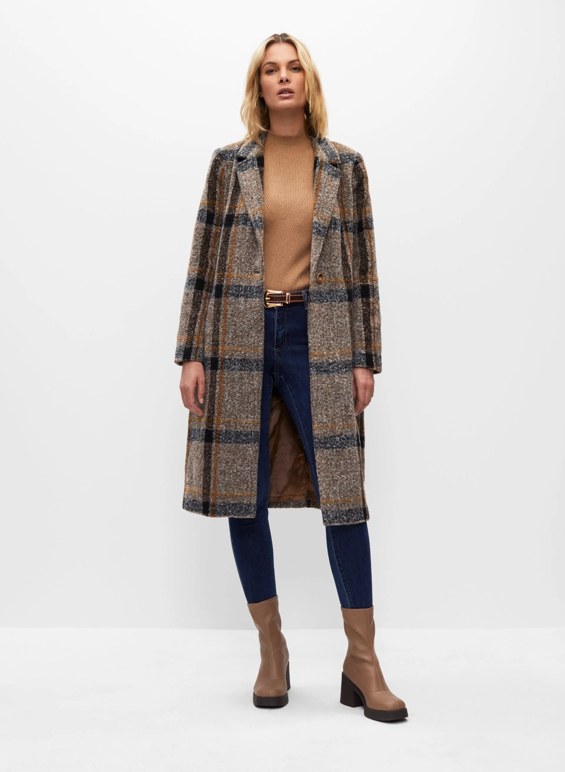 Plaid Wool Blend Coat sold by Melanie Lyne
