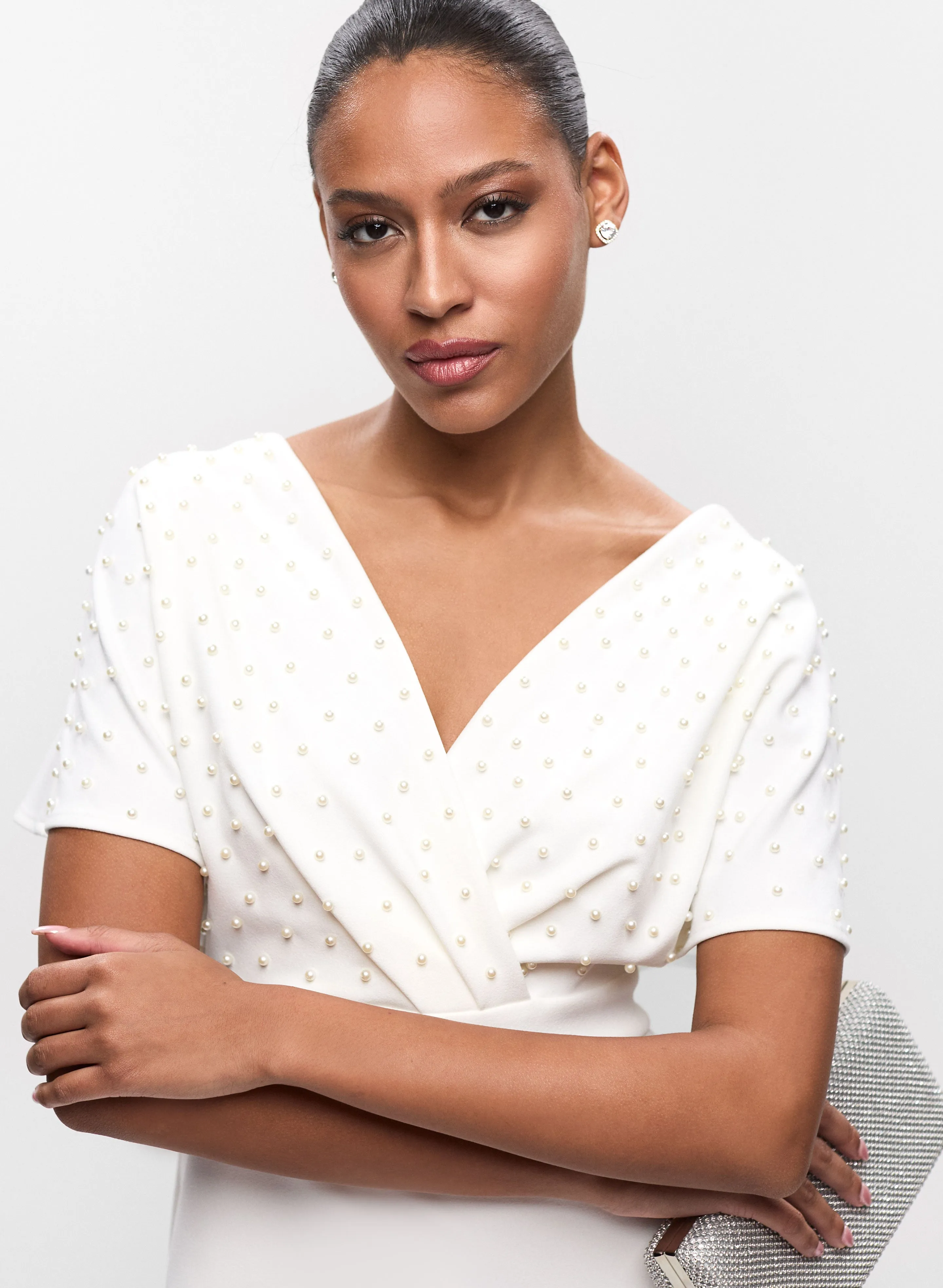 Joseph Ribkoff - Wrap-Style Pearl Detail Dress sold by Melanie Lyne product image thumbnail 5