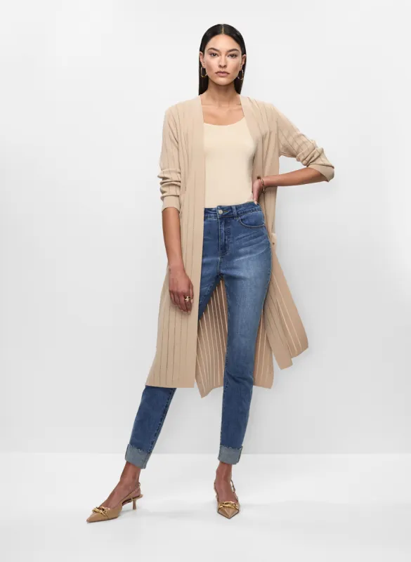 Rib Knit Duster Cardigan & Slim Fit Cuffed Jeans sold by Melanie Lyne