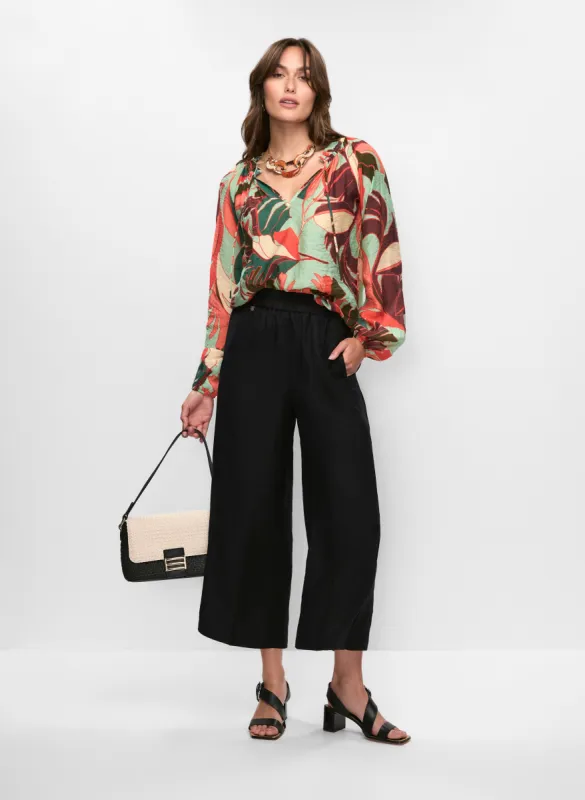 Puff Sleeve Blouse & Linen-Blend Culotte Pants sold by Melanie Lyne