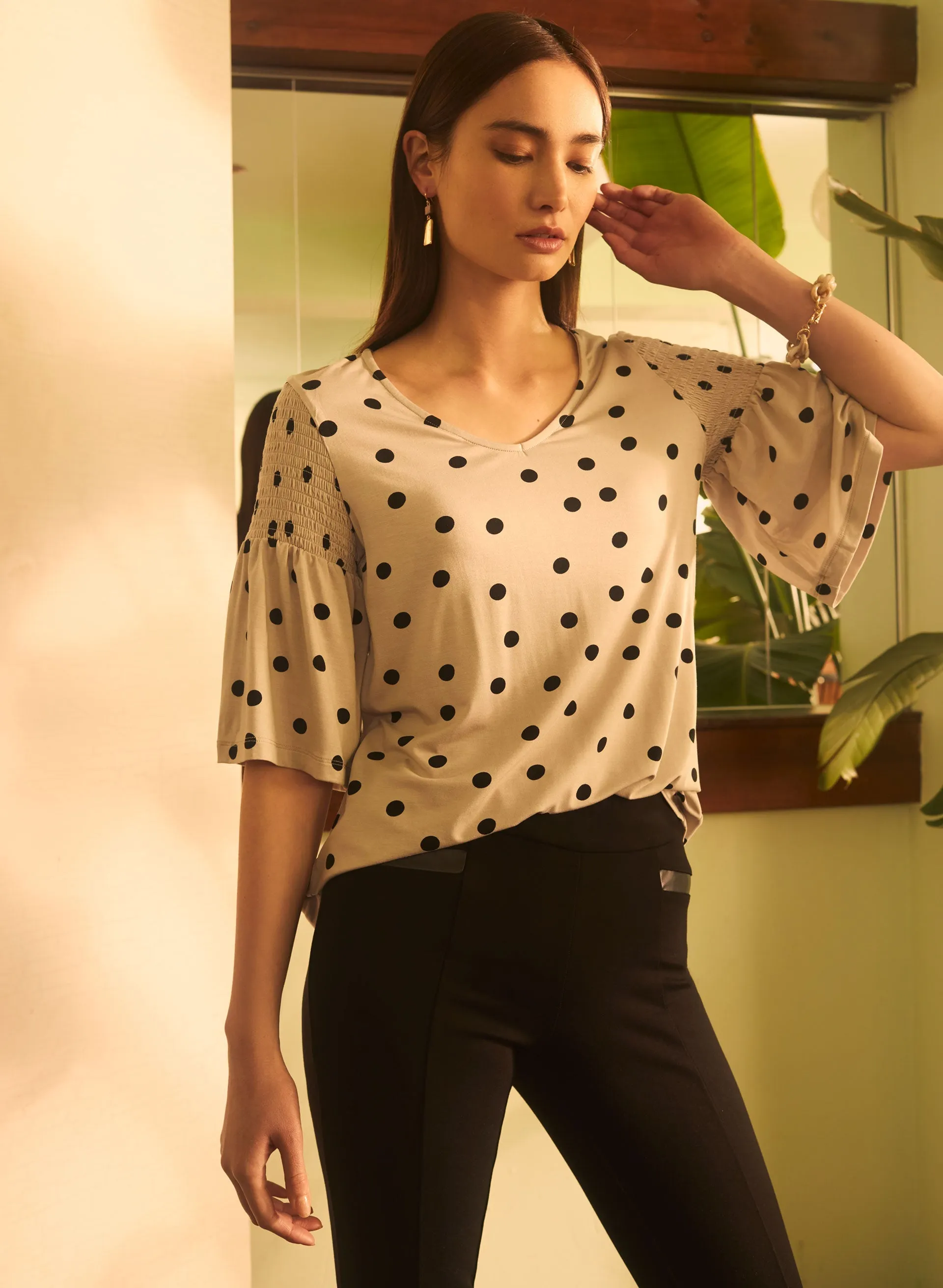 Polka Dot Flare Sleeve Top sold by Melanie Lyne