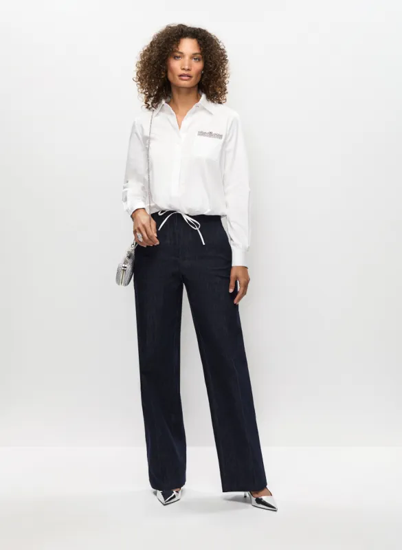 Rhinestone Detail Blouse & Wide Leg Denim Pants sold by Melanie Lyne