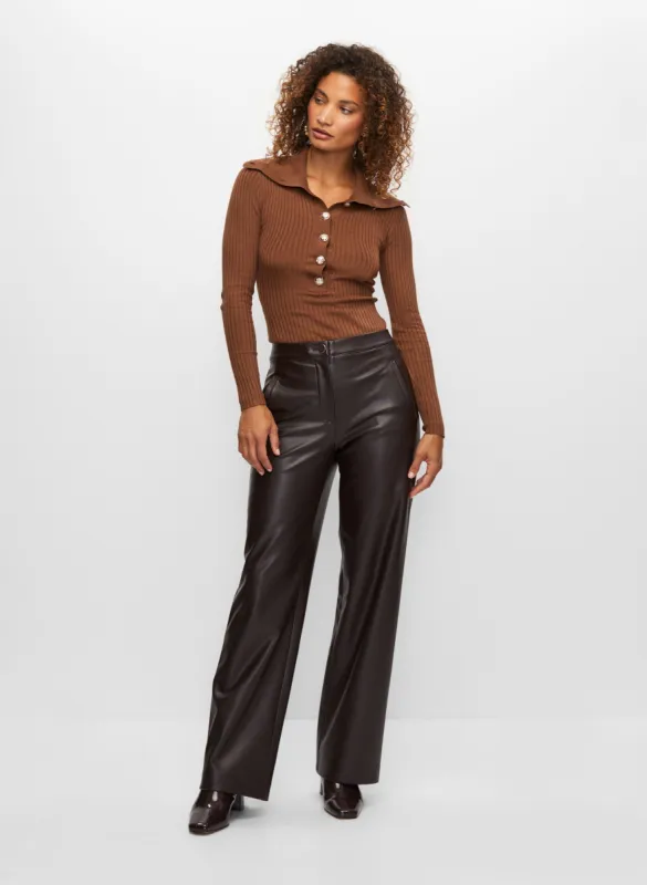 Rib Knit Sweater & Vegan Leather Pants sold by Melanie Lyne