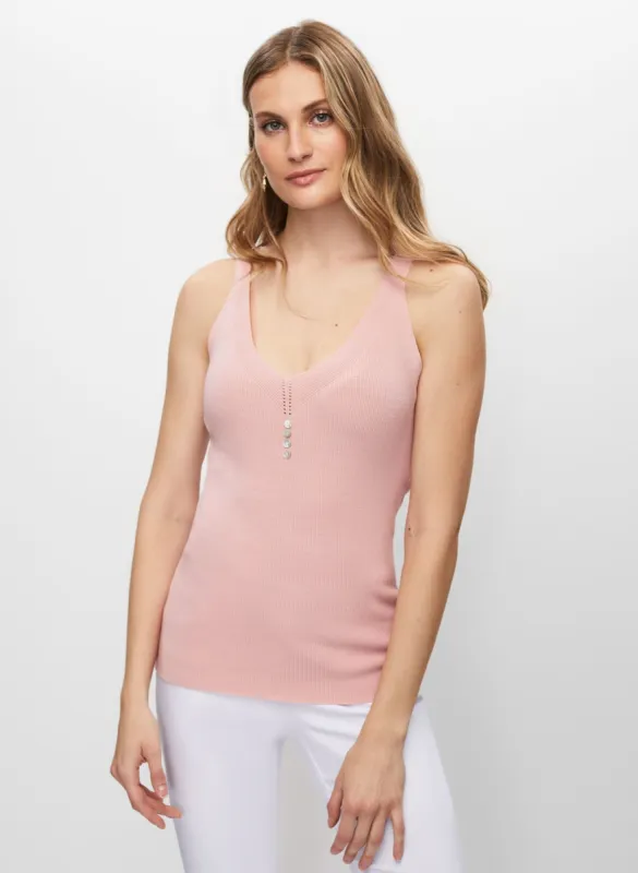 Decorative Button Sleeveless Top sold by Melanie Lyne