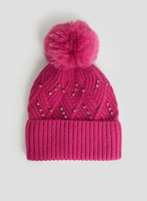 Argyle Knit Pearl Detail Hat sold by Melanie Lyne