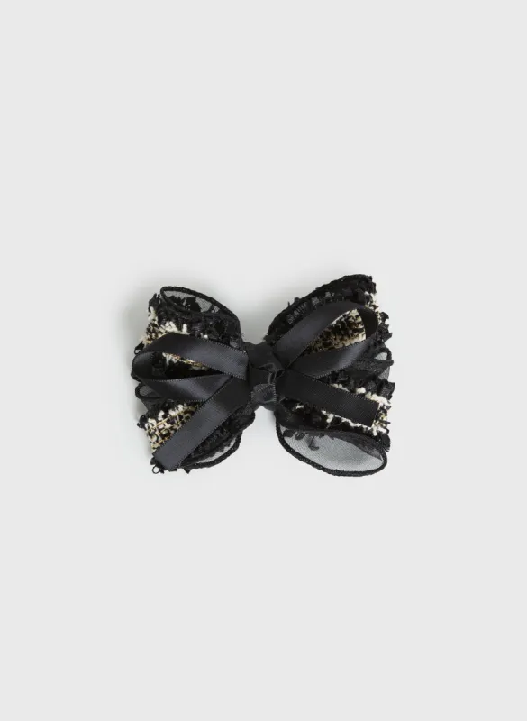 Tweed Bow & Pearl Pin sold by Melanie Lyne