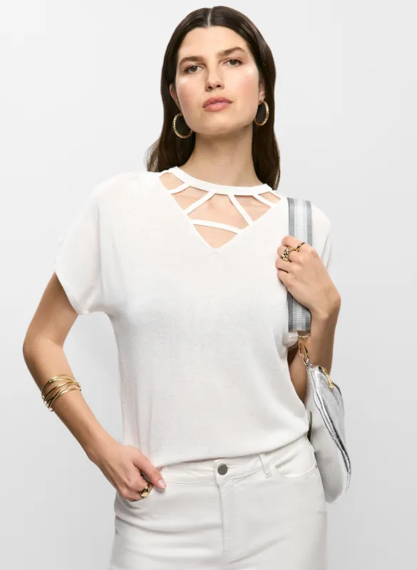 Joseph Ribkoff - Cut-Out Detail Knit Top sold by Melanie Lyne