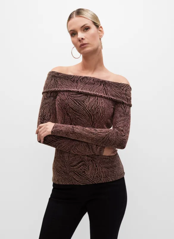 Off-the-Shoulder Metallic Top sold by Melanie Lyne