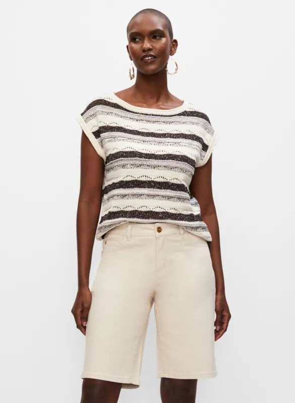 Striped Pointelle Knit Sweater sold by Melanie Lyne