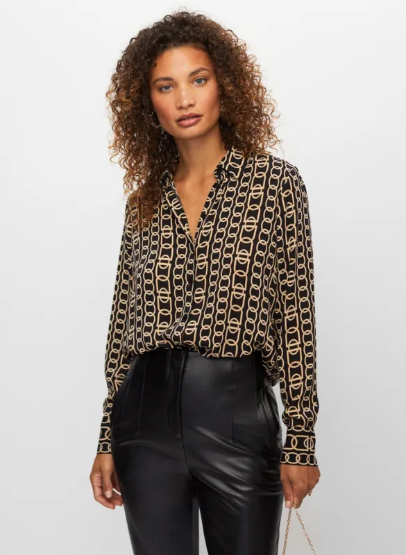 Chain Print Long Sleeve Blouse sold by Melanie Lyne