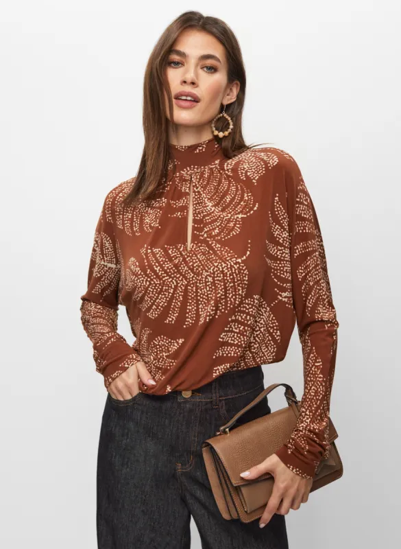 Leaf Print Keyhole Top sold by Melanie Lyne