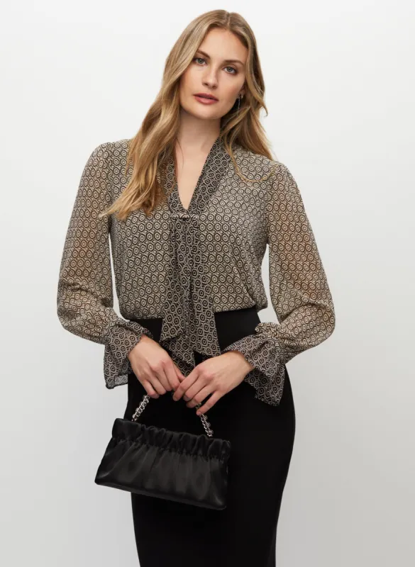 Geometric Motif Tie Blouse sold by Melanie Lyne