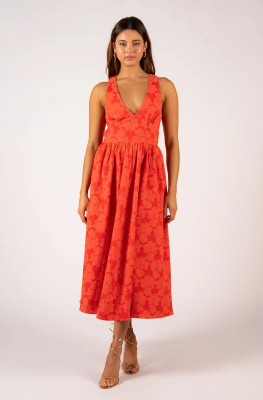 Leighton Midi Dress - Bright Orange sold by Aureta