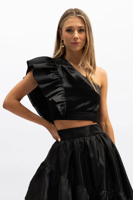 Bess One-Shoulder Top - Black sold by Aureta