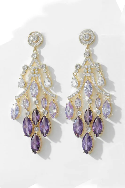 Purple Rhinestone Dangle Earrings made by Wedtrend