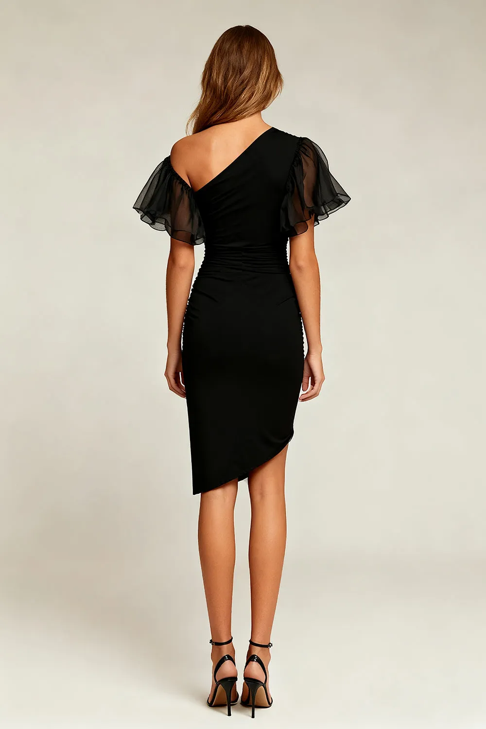 Bodycon One Shoulder Asymmetrical Little Black Dress sold by Wedtrend product image thumbnail 2