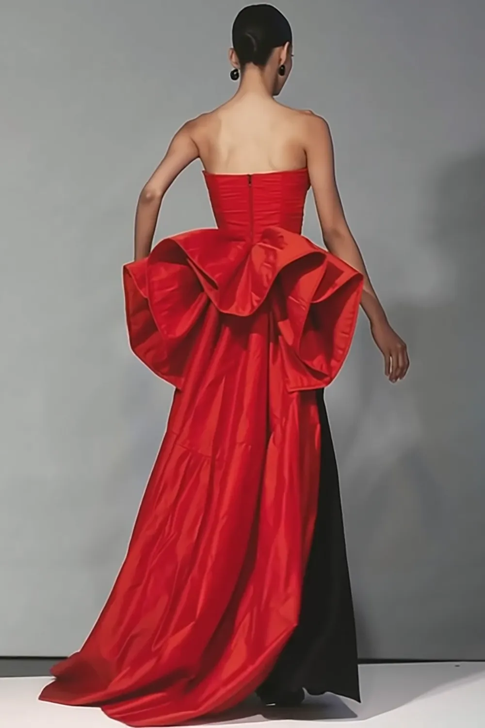 Black and Red Strapless Mermaid Formal Dress with Bow sold by Wedtrend product image thumbnail 2