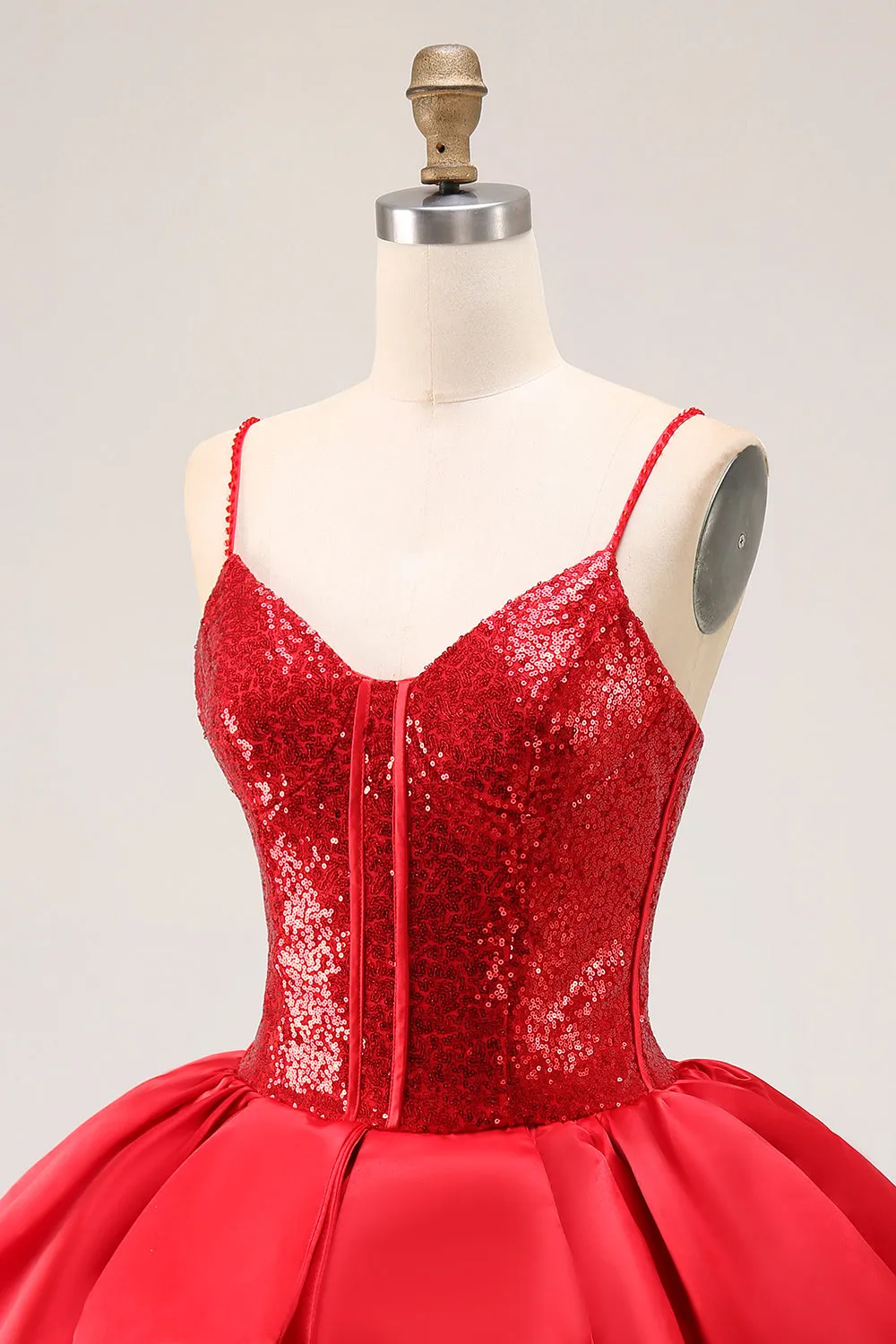Cute Red A Line Spaghetti Straps Mini Homecoming Dress with Sequins sold by Wedtrend product image thumbnail 5