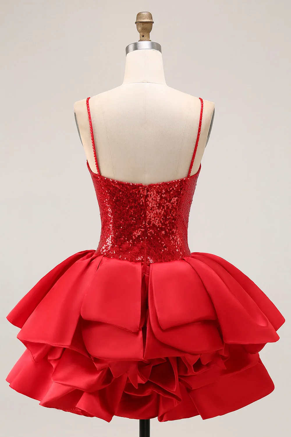Cute Red A Line Spaghetti Straps Mini Homecoming Dress with Sequins sold by Wedtrend product image thumbnail 2
