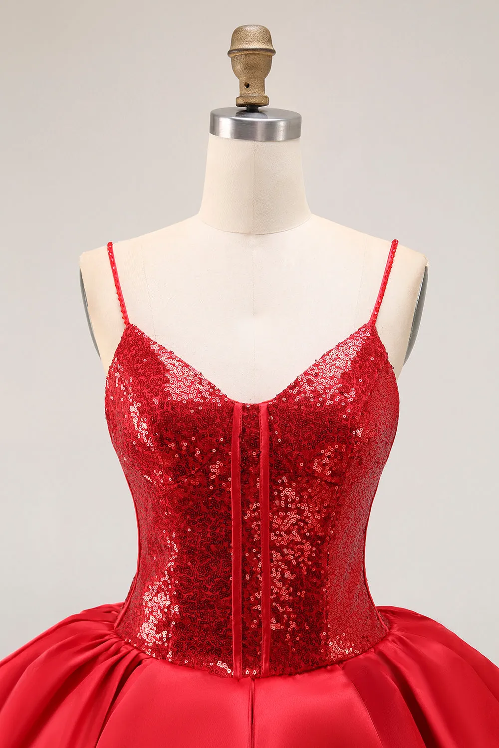 Cute Red A Line Spaghetti Straps Mini Homecoming Dress with Sequins sold by Wedtrend product image thumbnail 4