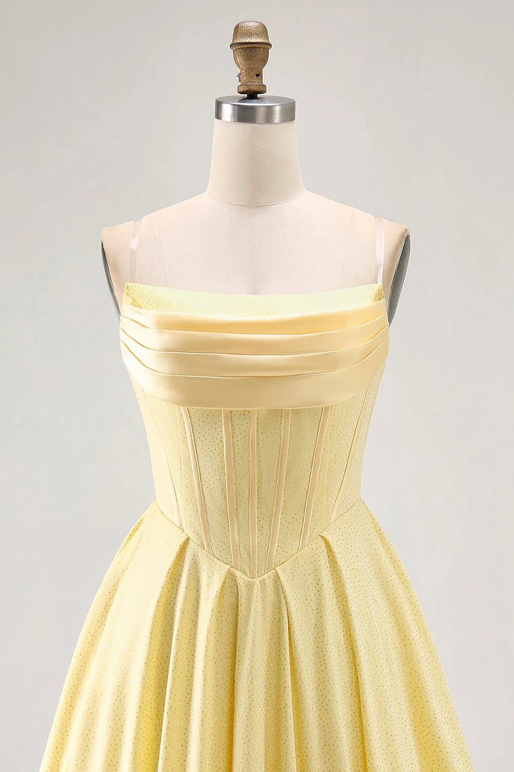 A-Line Sunshine Yellow Strapless Corset Mini Homecoming Dress with Ruffles sold by Wedtrend product image thumbnail 4