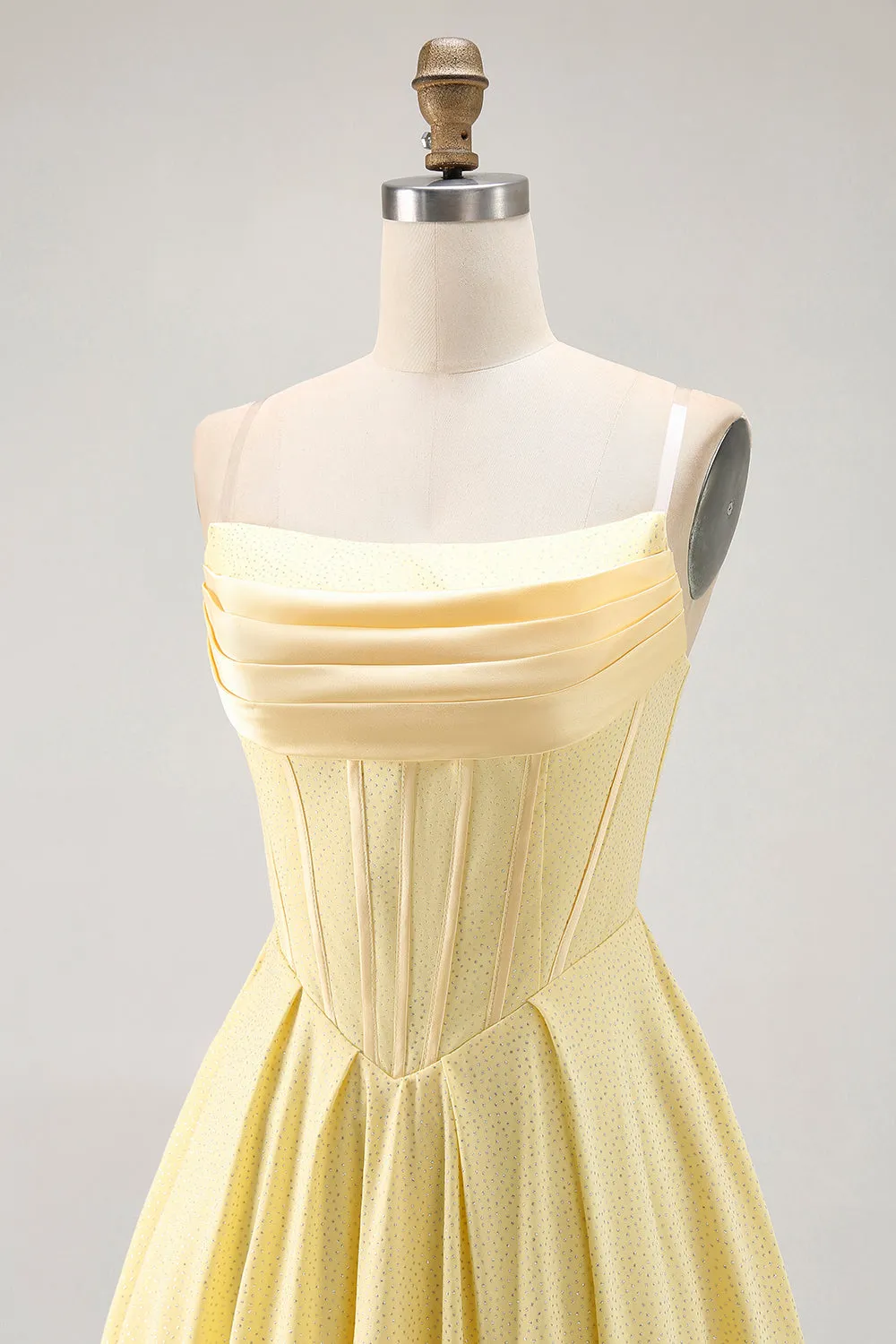 A-Line Sunshine Yellow Strapless Corset Mini Homecoming Dress with Ruffles sold by Wedtrend product image thumbnail 5
