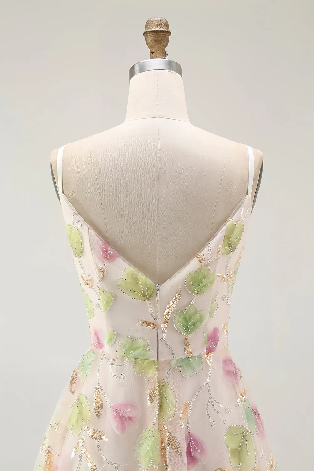 Apricot A Line Spaghetti Straps Short Homecoming Dress with Sequins sold by Wedtrend product image thumbnail 5