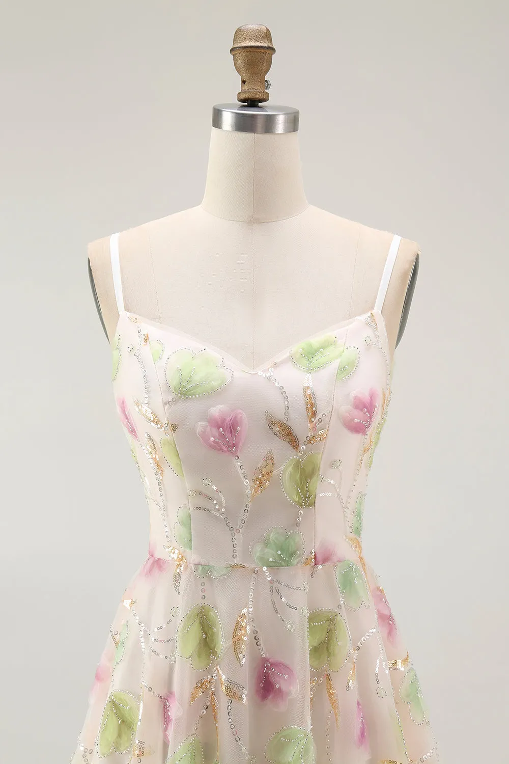 Apricot A Line Spaghetti Straps Short Homecoming Dress with Sequins sold by Wedtrend product image thumbnail 4