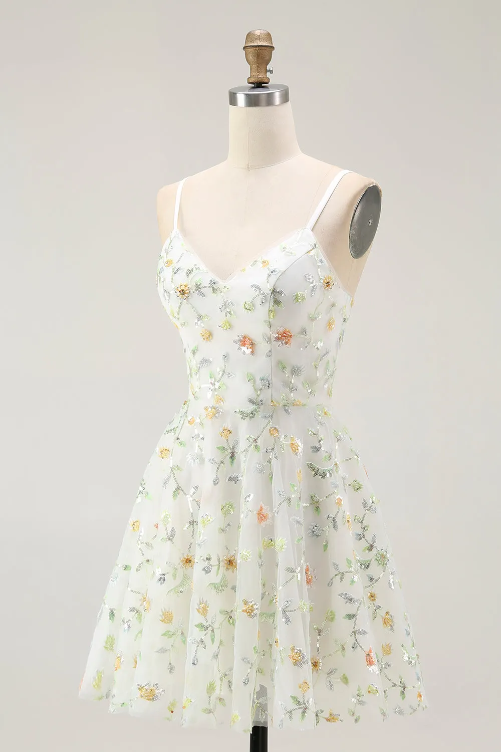 Cute A Line Beaded Green Flower Mini Homecoming Dress with Sequins sold by Wedtrend product image thumbnail 3