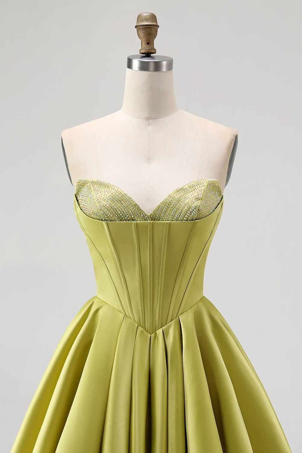 Green A-Line Sweetheart Corset Bowed Corset Homecoming Dress with Ruffles sold by Wedtrend product image thumbnail 4