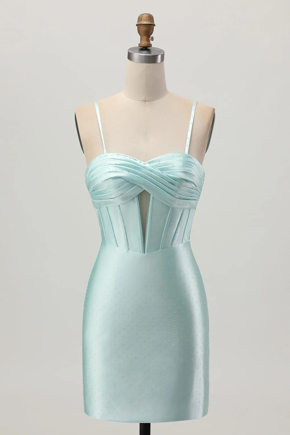 Light Green Bodycon Corset Cut Out Short Homecoming Dress with Beading sold by Wedtrend