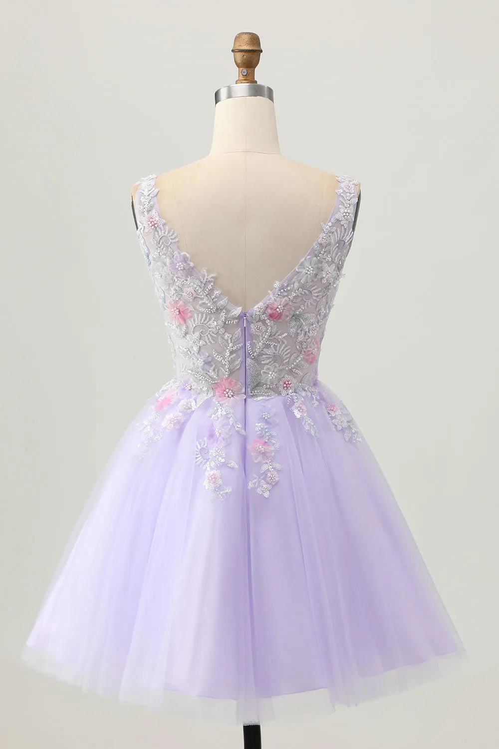 Sparkly Lilac A Line Sequins Beaded Applique Short Homecoming Dress with Pearls sold by Wedtrend product image thumbnail 2