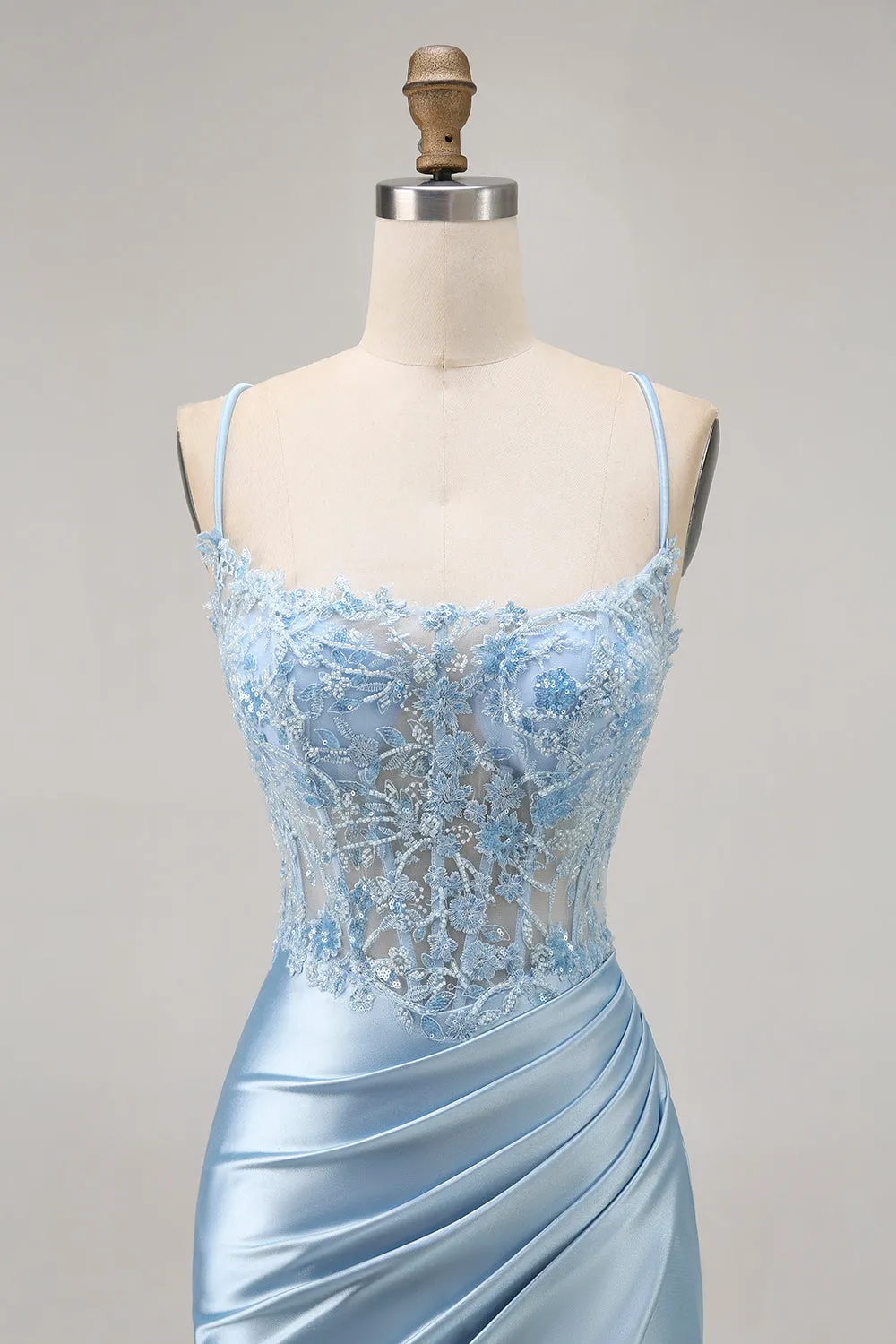 Blue Bodycon Sequins Corset Beaded Homecoming Dress with Appliques sold by Wedtrend product image thumbnail 4