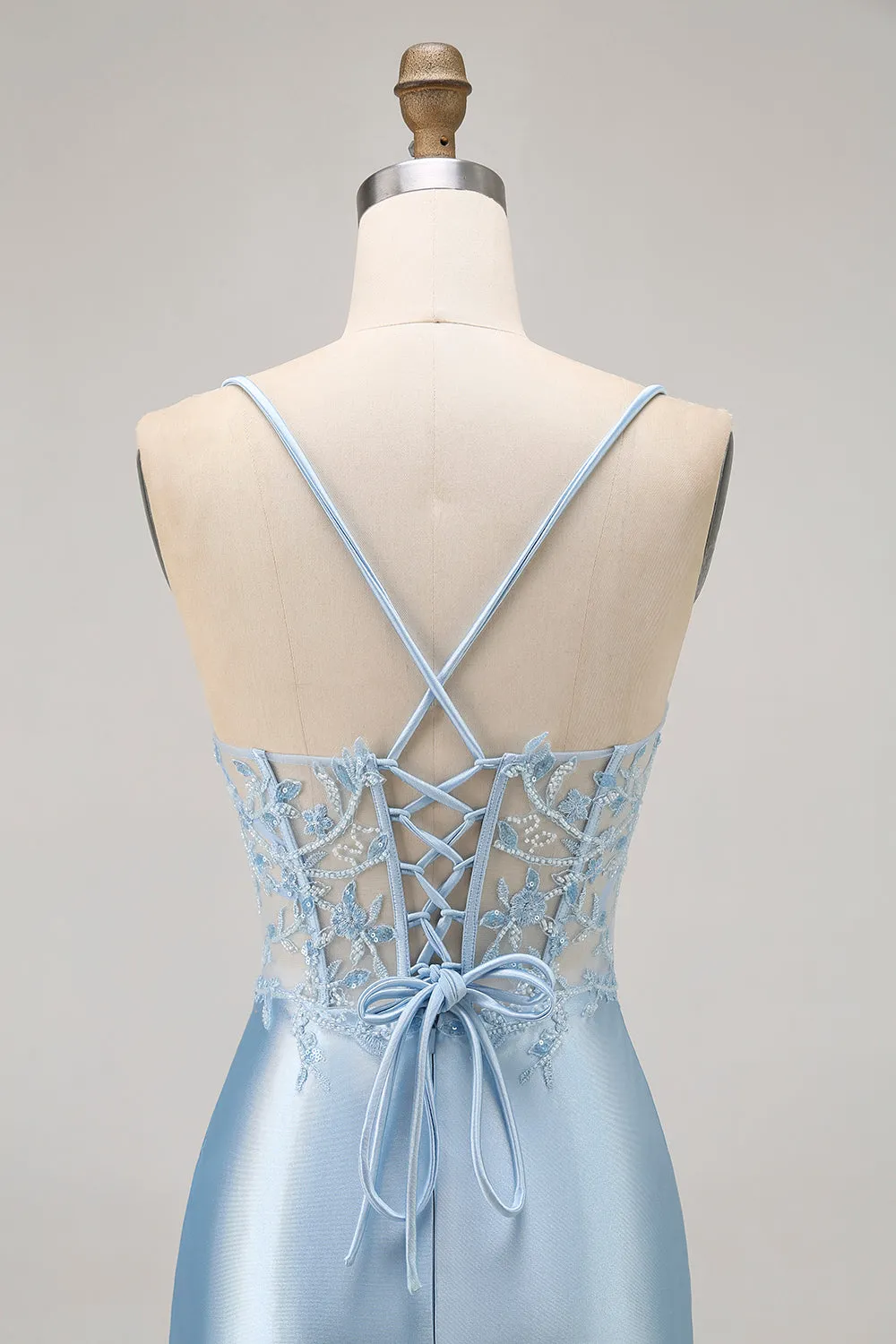 Blue Bodycon Sequins Corset Beaded Homecoming Dress with Appliques sold by Wedtrend product image thumbnail 5