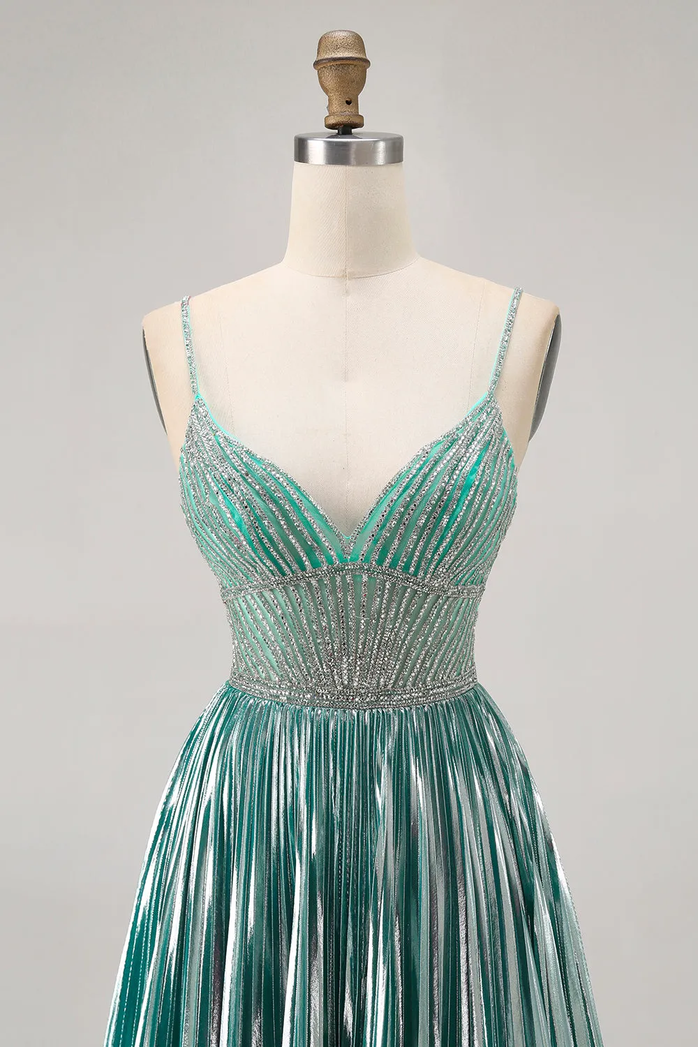 Sparkly Green A Line Metallic Satin Sequins Short Homecoming Dress sold by Wedtrend product image thumbnail 4