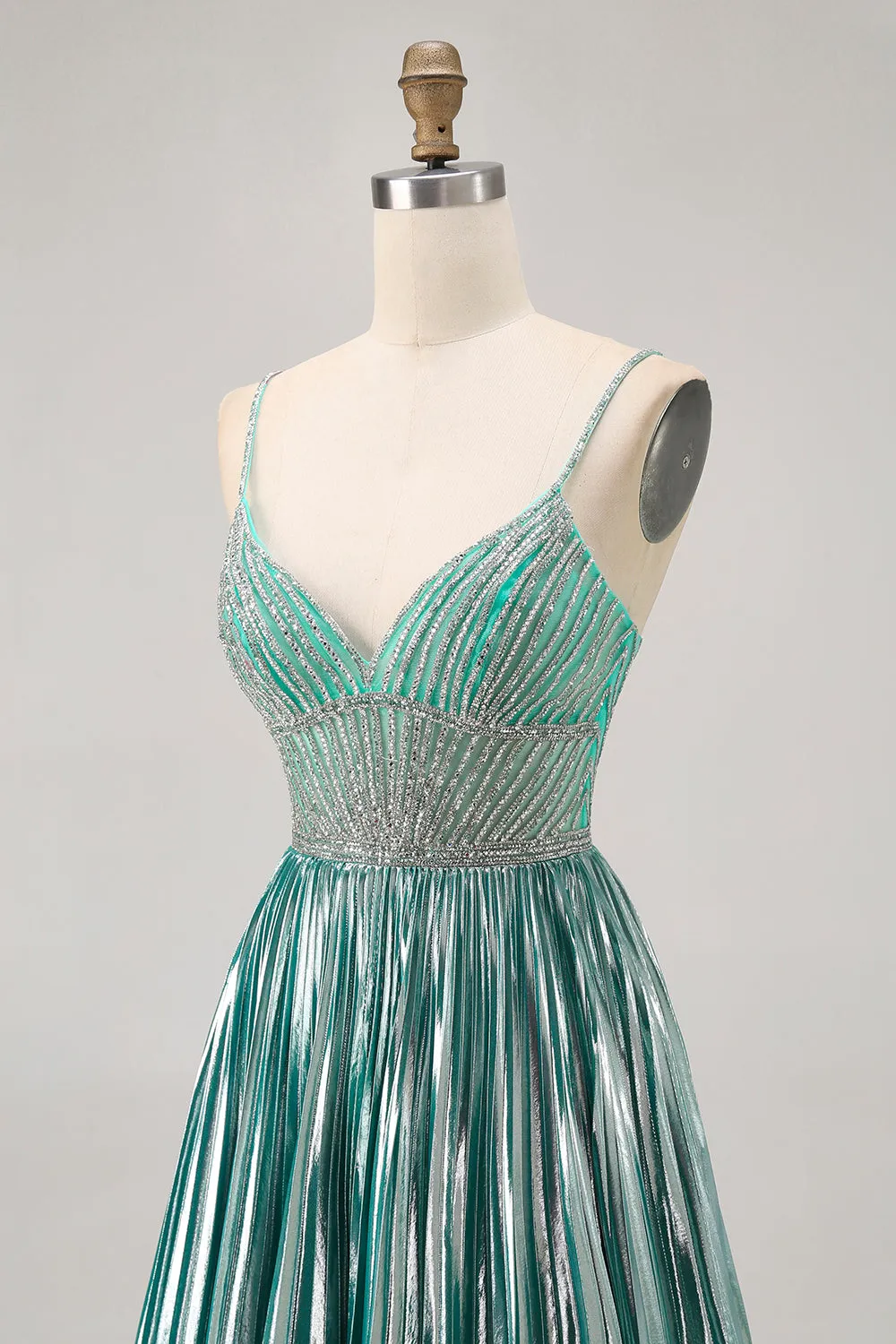 Sparkly Green A Line Metallic Satin Sequins Short Homecoming Dress sold by Wedtrend product image thumbnail 5