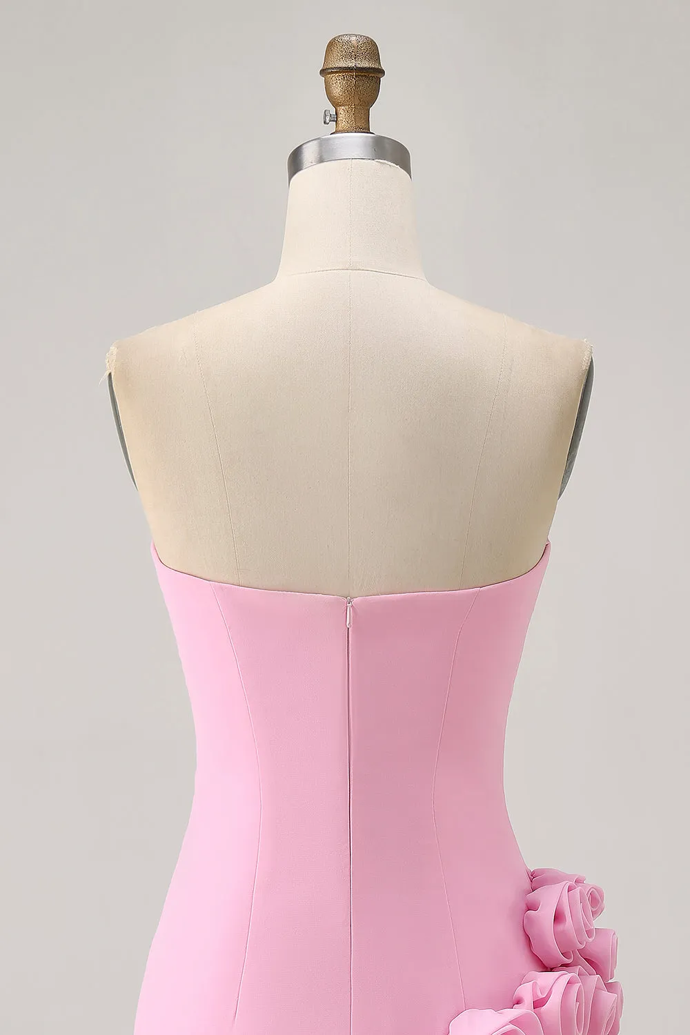 Pink Bodycon Strapless Short Homecoming Dress with 3D Flowers sold by Wedtrend product image thumbnail 5