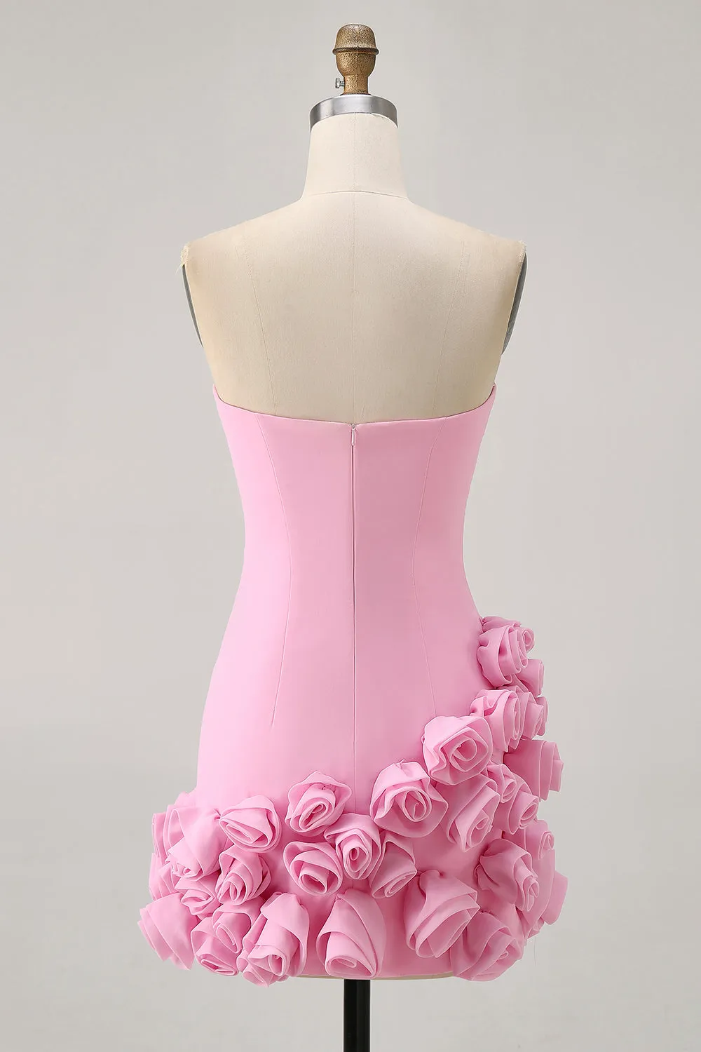 Pink Bodycon Strapless Short Homecoming Dress with 3D Flowers sold by Wedtrend product image thumbnail 2