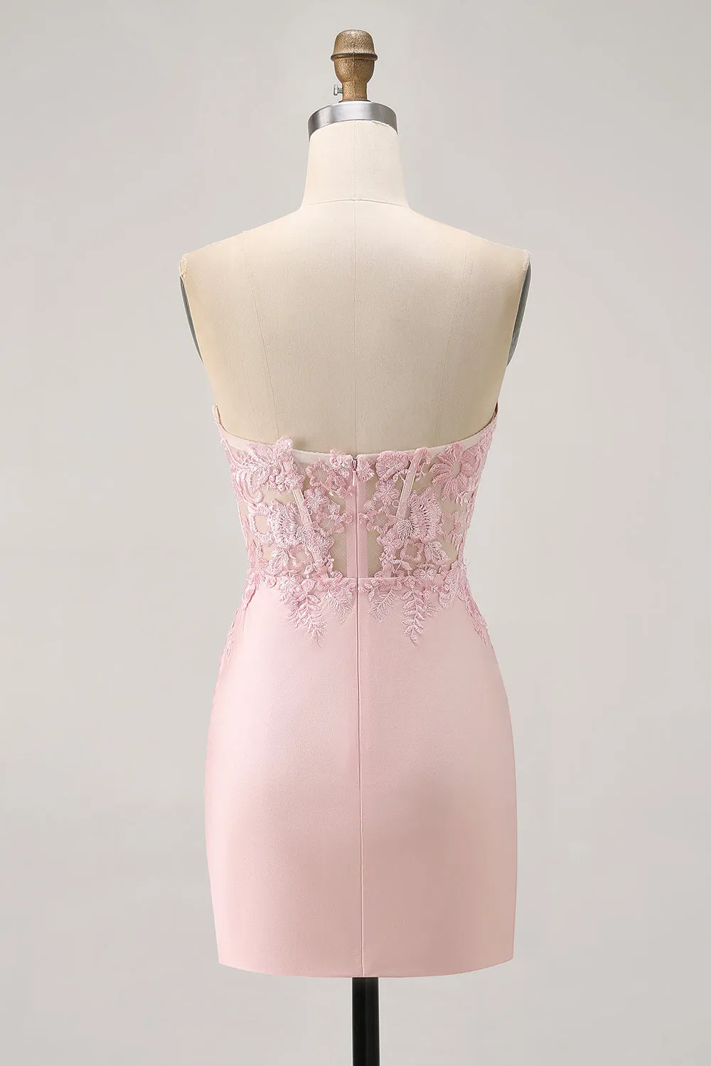 Blush Bodycon Strapless Corset Homecoming Dress with Appliques sold by Wedtrend product image thumbnail 2