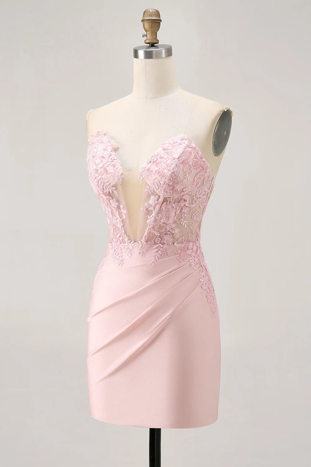 Blush Bodycon Strapless Corset Homecoming Dress with Appliques sold by Wedtrend product image thumbnail 3