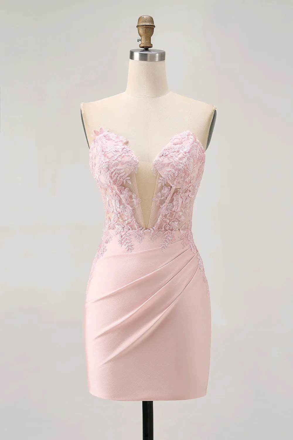 Blush Bodycon Strapless Corset Homecoming Dress with Appliques sold by Wedtrend