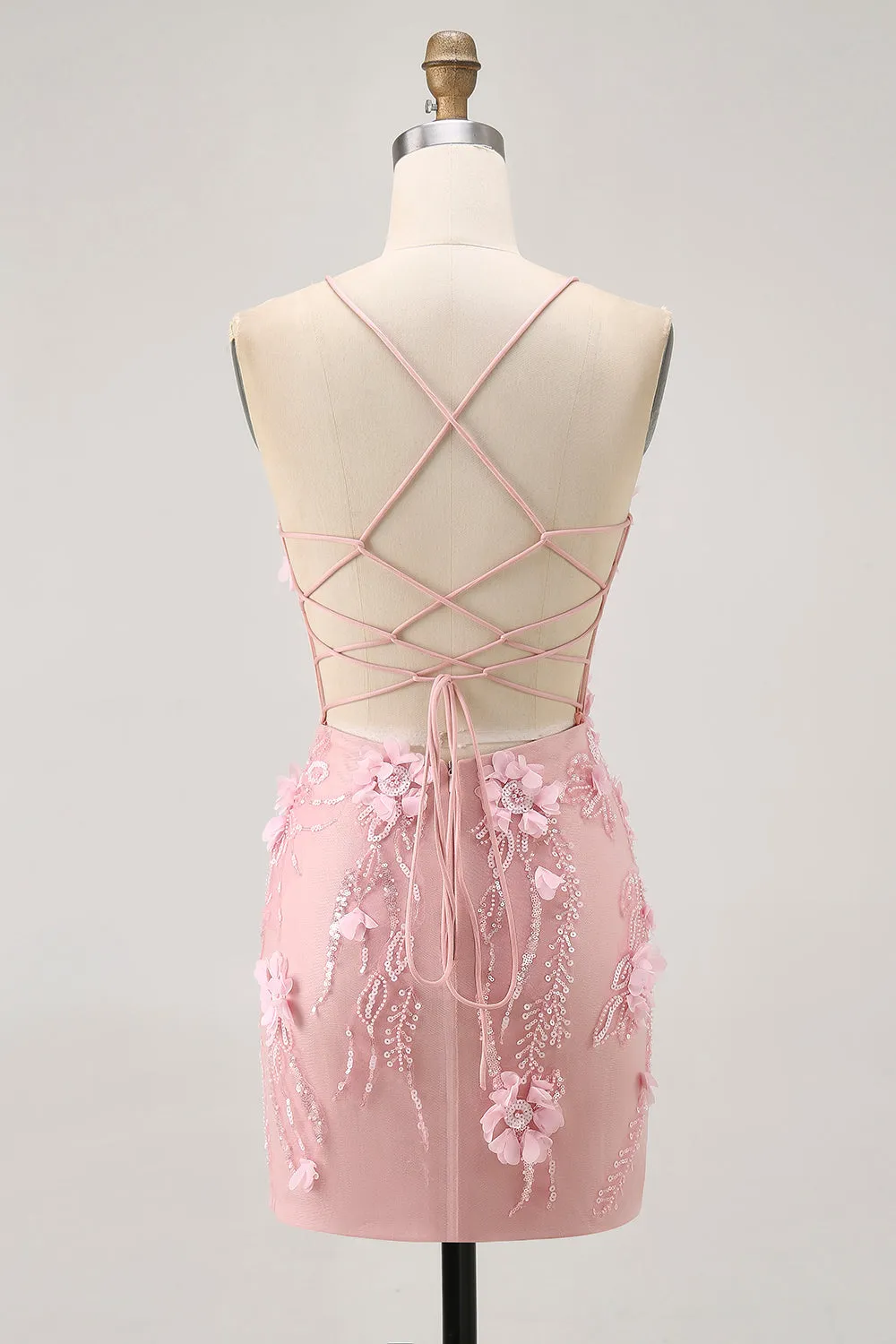 Sparkly Sequins Beaded Blush Bodycon Short Corset Homecoming Dress with Appliques sold by Wedtrend product image thumbnail 2