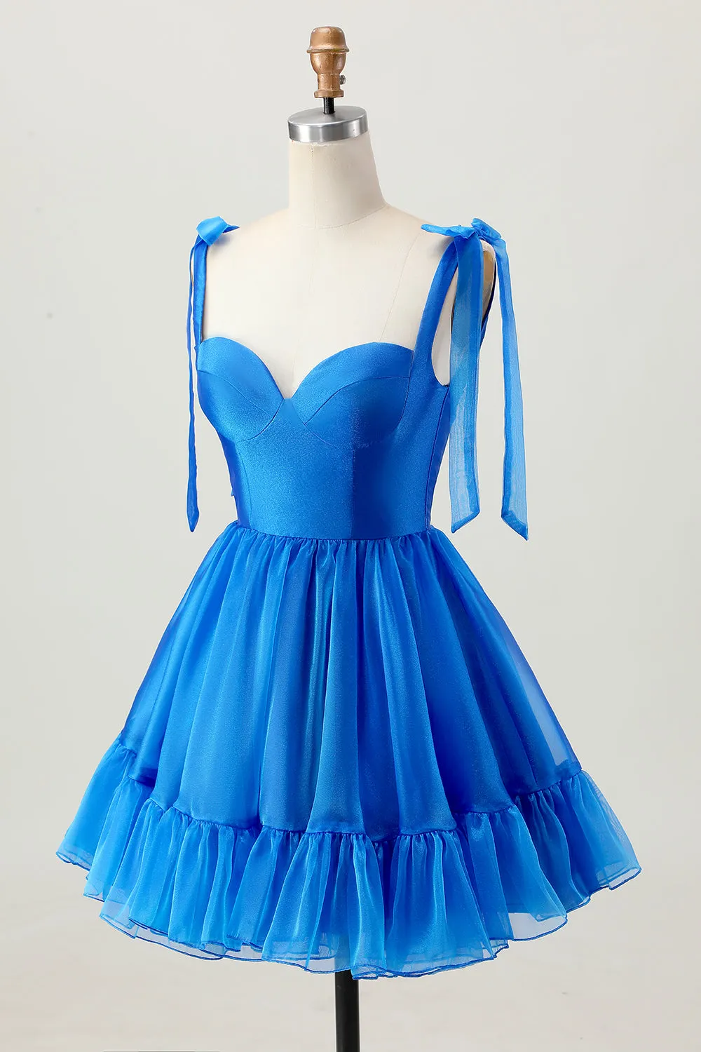 Royal Blue A Line Spaghetti Straps Ruffle Homecoming Dress with Lace Up Back sold by Wedtrend product image thumbnail 3