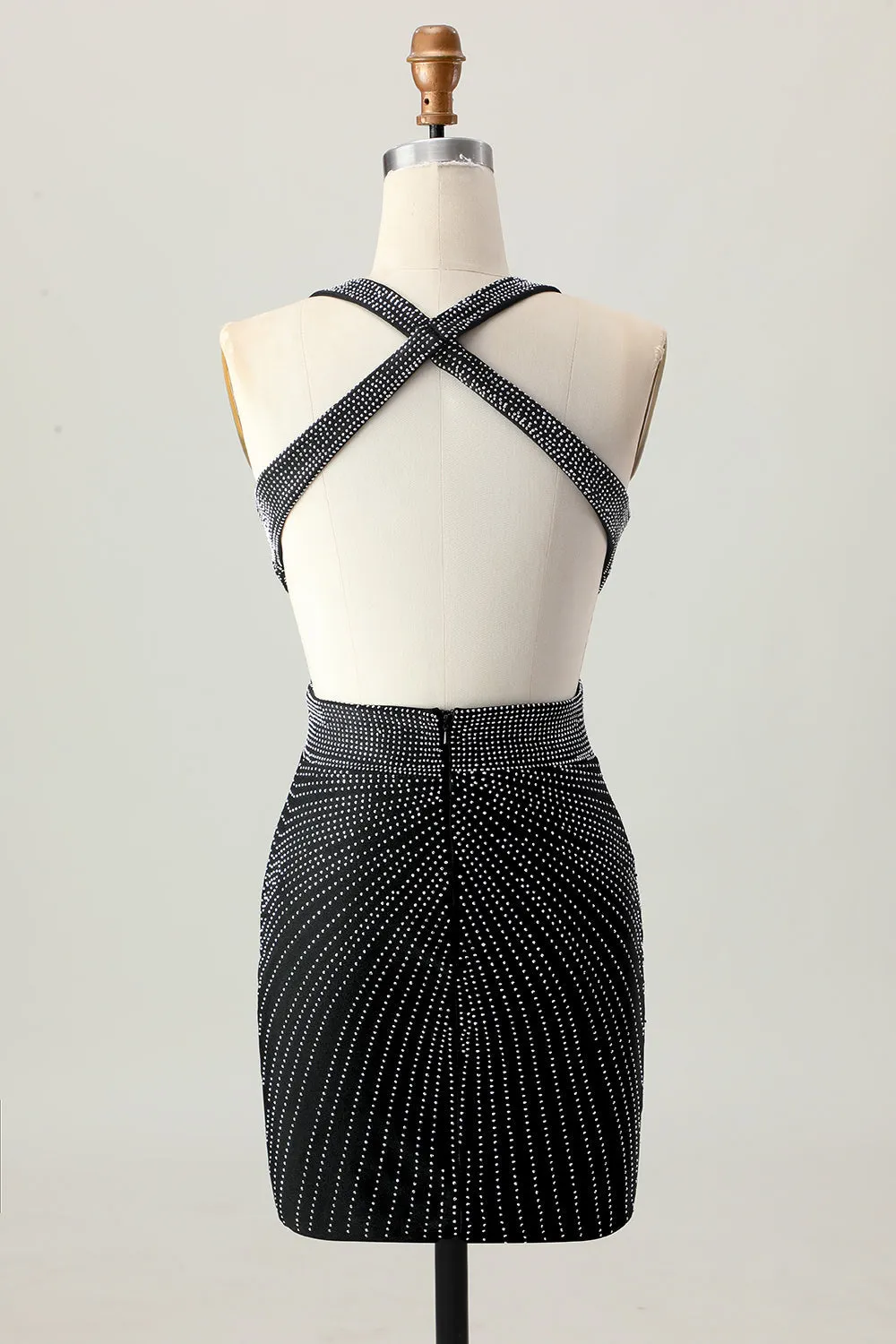 Black Bodycon V-Neck Backless Homecoming Dress with Beading sold by Wedtrend product image thumbnail 2