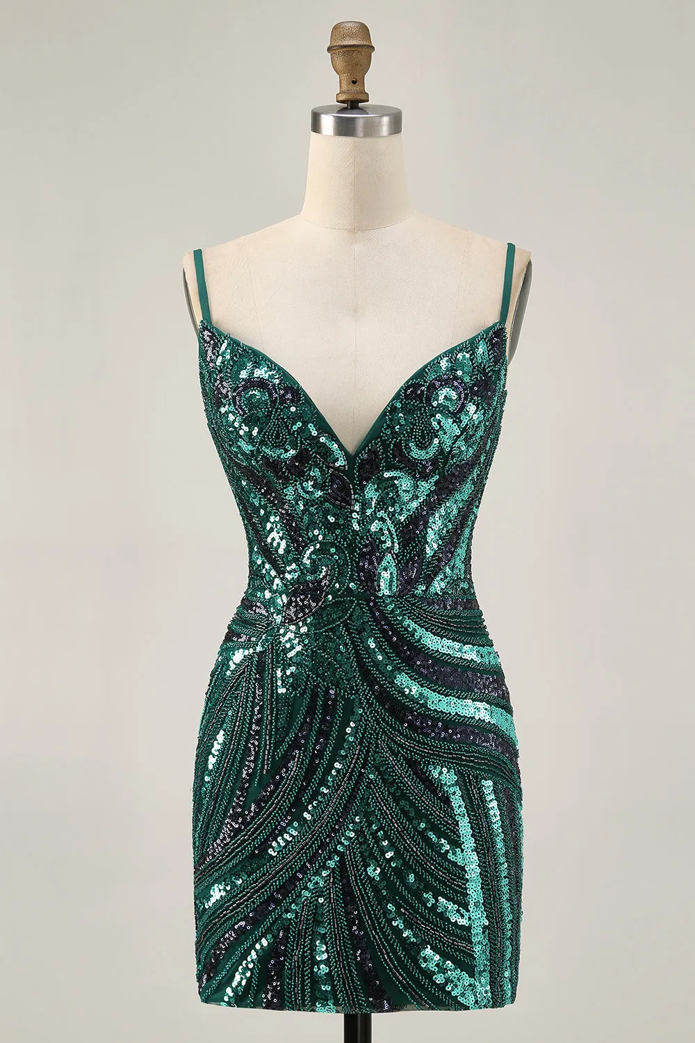 Dark Green Sparkly Strapless Sequins Tight Homecoming Dress sold by Wedtrend product image thumbnail 4