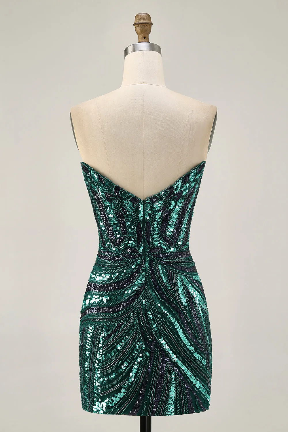 Dark Green Sparkly Strapless Sequins Tight Homecoming Dress sold by Wedtrend product image thumbnail 2
