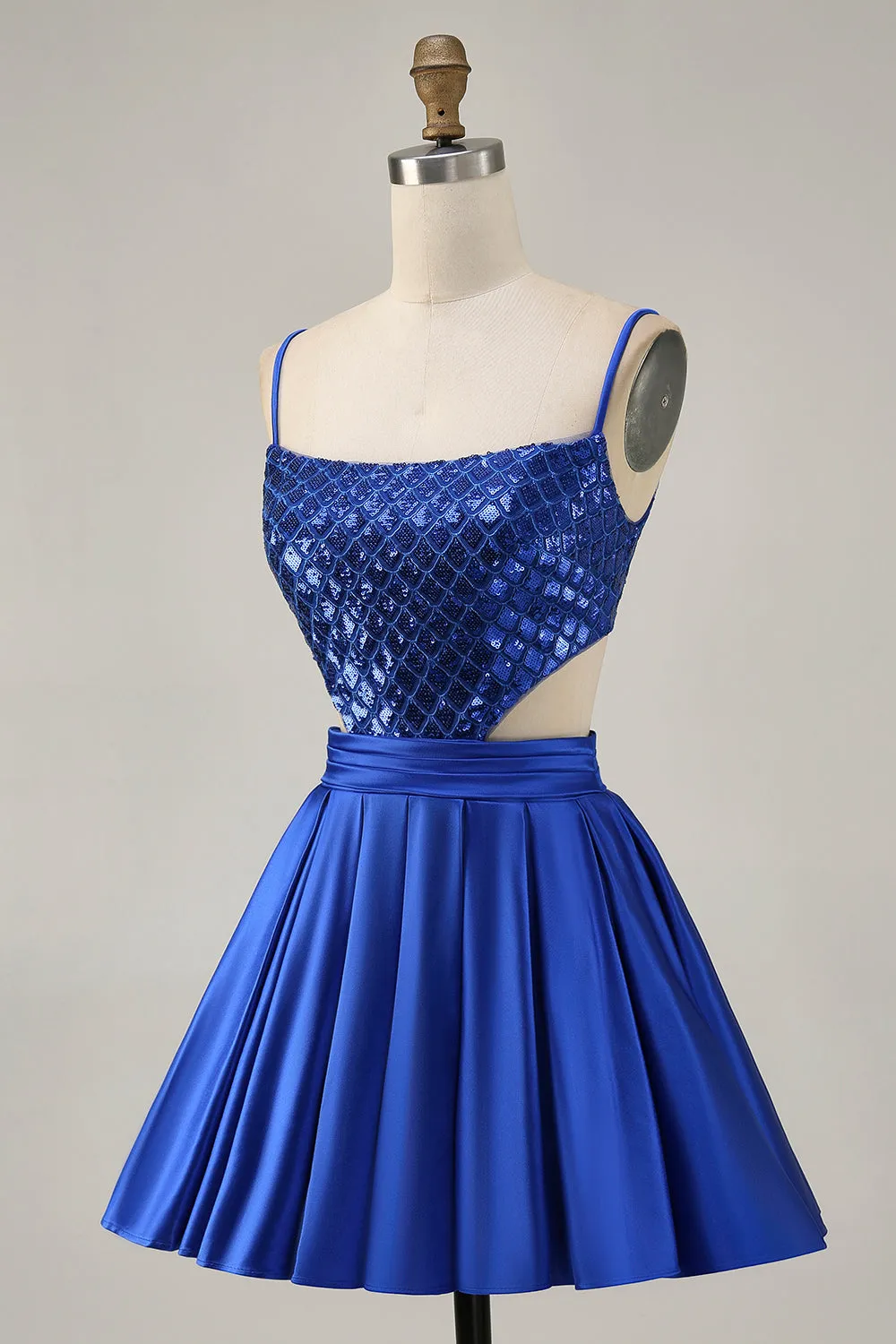 Sparkly Royal Blue A-Line Cut Out Sequins Short Homecoming Dress sold by Wedtrend product image thumbnail 3