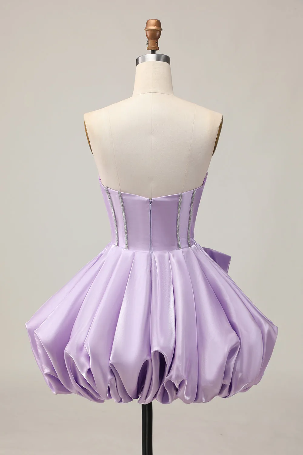 A-Line Strapless Corset Beaded Purple Short Homecoming Dress with Bow sold by Wedtrend product image thumbnail 2
